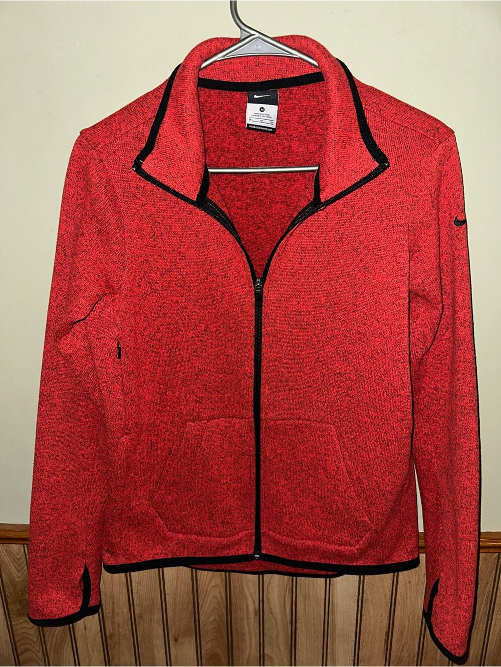 Nike Red Heather Full-Zip Jacket with Black Accents